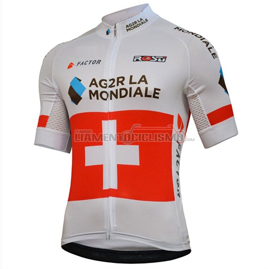 Abbigliamento Ciclismo Ag2r La Mondiale Manica Corta 2018 Campione Svizzera